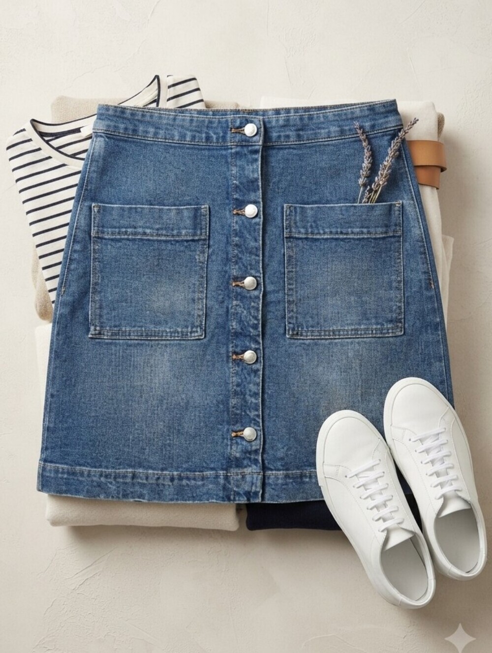 Lucky Brand Button Front Denim Skirt